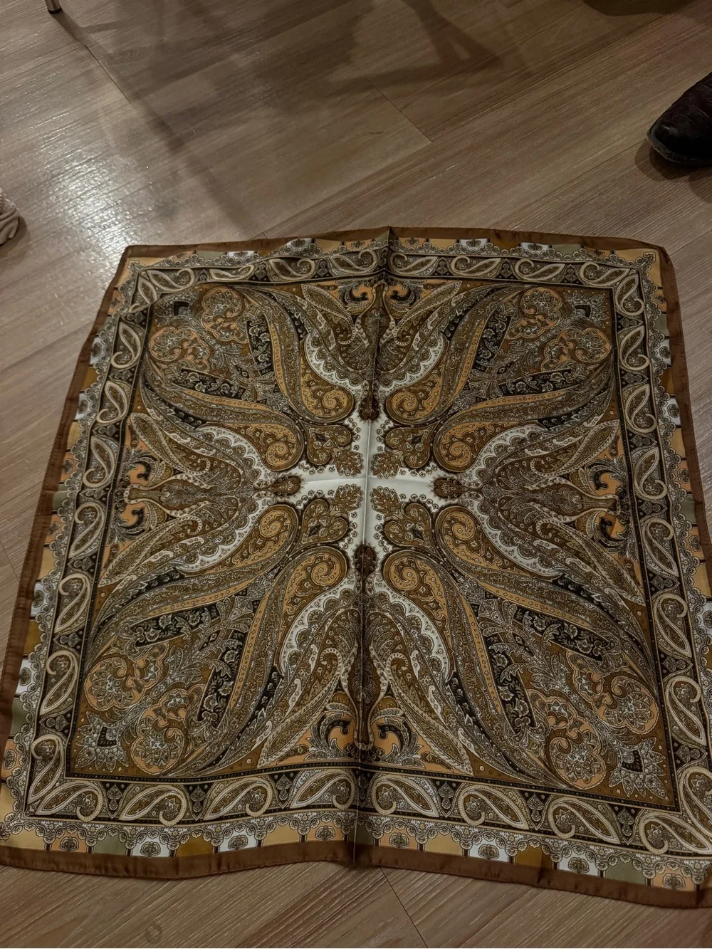 Women’s Scarf- Paisley in Brown and Gold